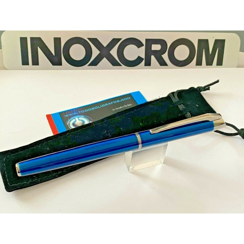 Pluma Inoxcrom pure Deep Azul. Nueva.