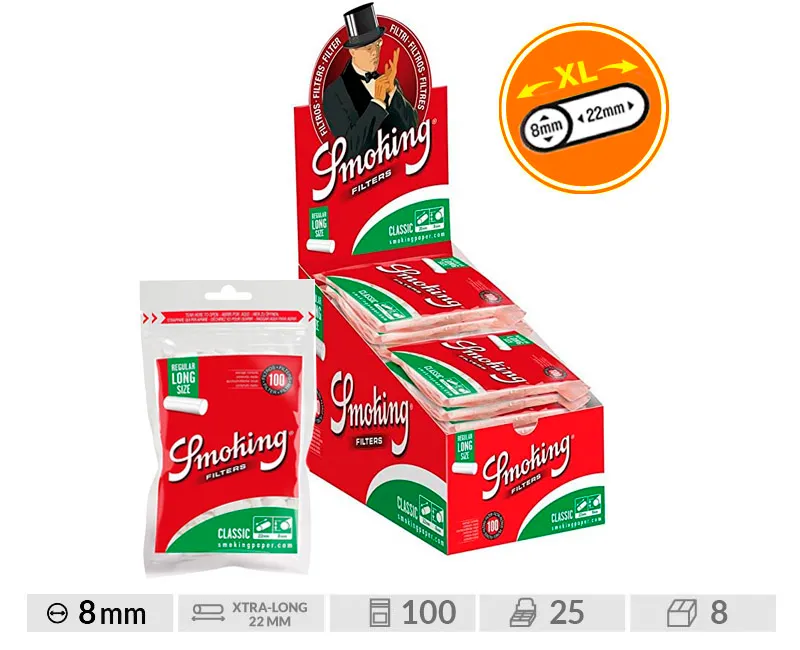Filtros Smoking Regular long. 7,5 x 22 mms.