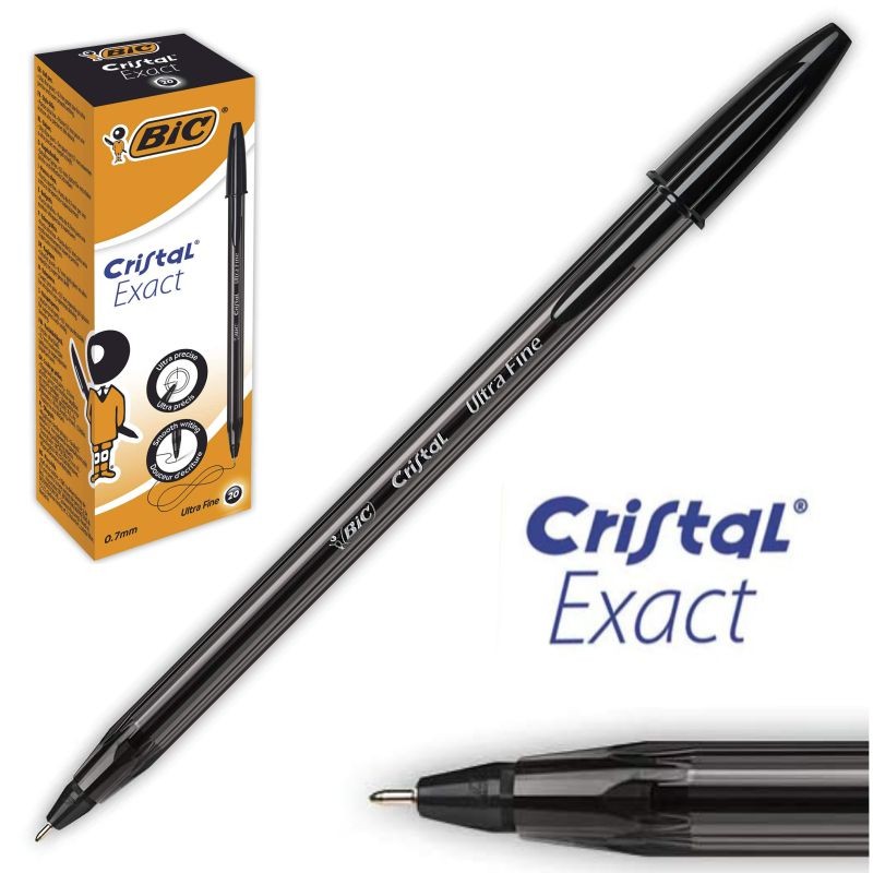 Bic exact tinta negra punto ultrafino 0,7mms. caja de 20 boligrafos.