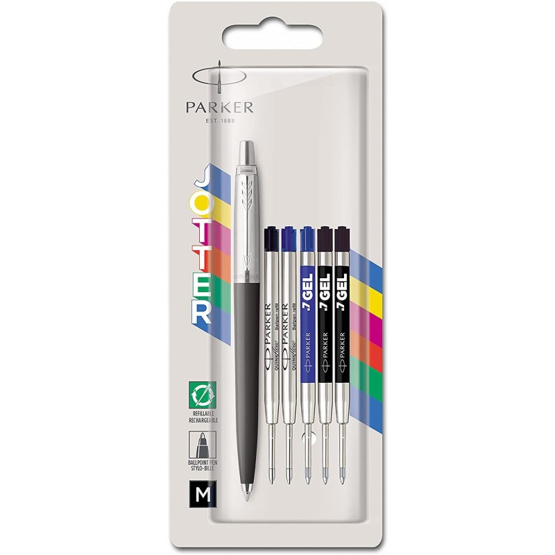 1 boligrafo Parker Jotter + 5 recambios. Nuevos en blister