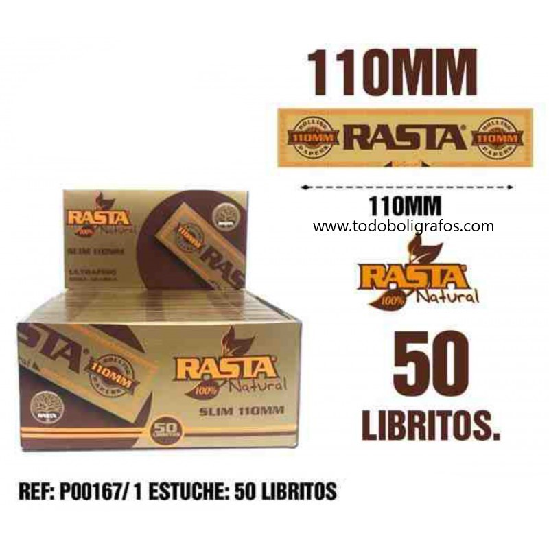 Papel Rasta Natural slim king size 110m.  sin quimicos ni blanqueantes- caja de 50 libritos