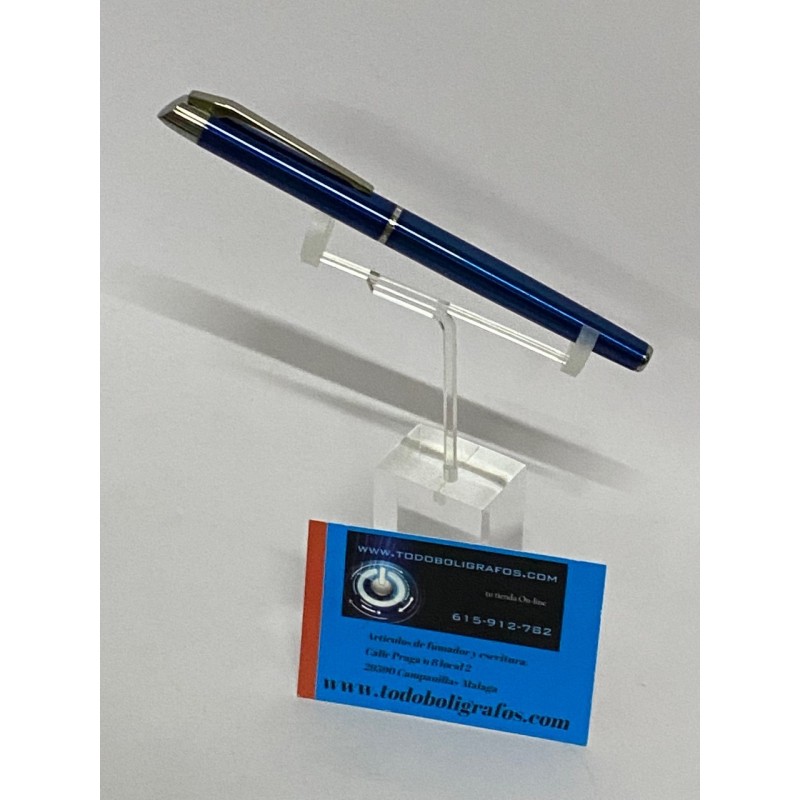 Rollerball Inoxcrom Pure azul metalizado. Nuevo.