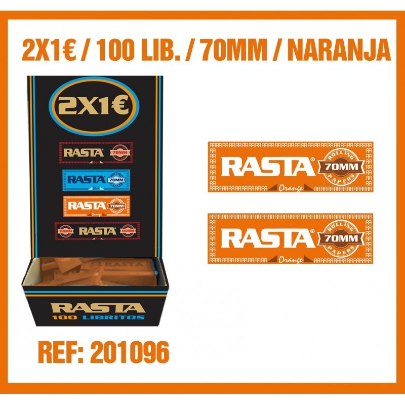 Papel Rasta Naranja. papel corto y grueso.1 caja de 100 libritos