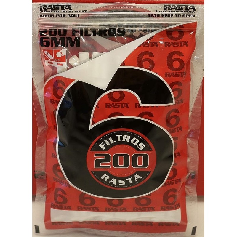 Filtros Rasta Slim finos   3000 filtros - 15 bolsas de 200 filtros cada una.