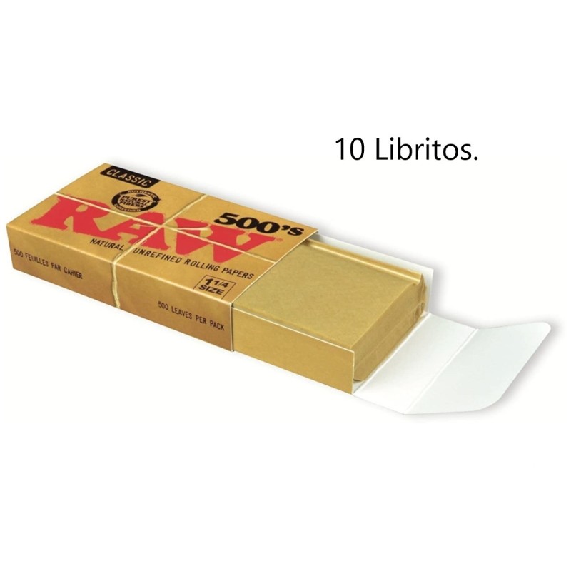Raw 500 papel de liar natural - 10 Libritos