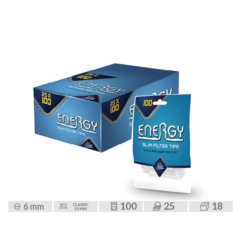 1 Caja de 25 bolsitas de filtros finos Energy slim . 2500 filtros.