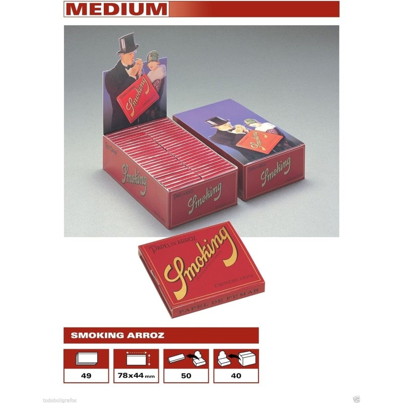 Papel Smoking arroz caja de 50 libritos. Nuevo formato.