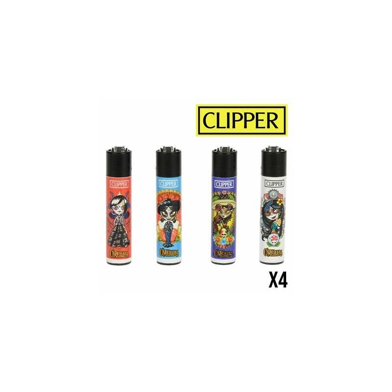4 Mecheros Clipper Coleccion katrinas mayas  -  Nuevos