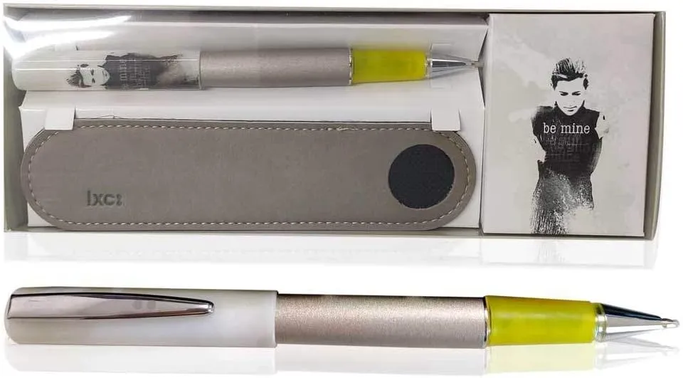 Bolígrafo Roller Inoxcrom Be Mine cuerpo lacado mate en tono bronce con Grip en amarillo