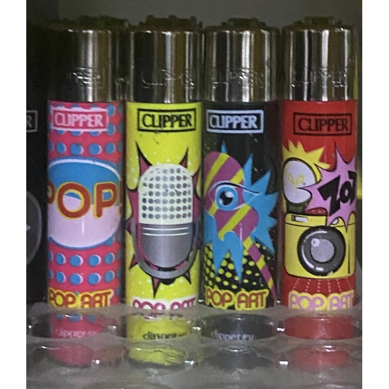 4 Mecheros Clipper Coleccion POP ART  1  .  -  Nuevos