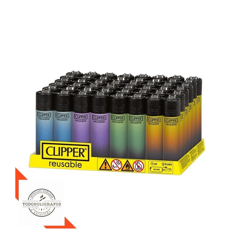 1 caja de  48 mecheros Clipper Colores METALLIC triple GRADIENT