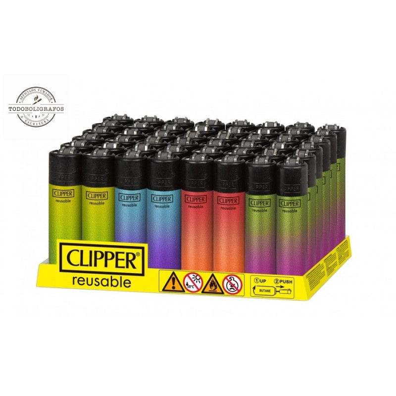 1 caja de  48 mecheros Clipper Colores crystal GRADIENT