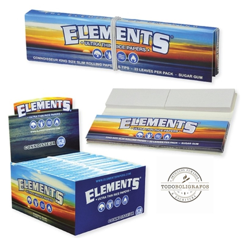 Elements connoisseiur King size slim libritos con papel largo y filtros de cartón.