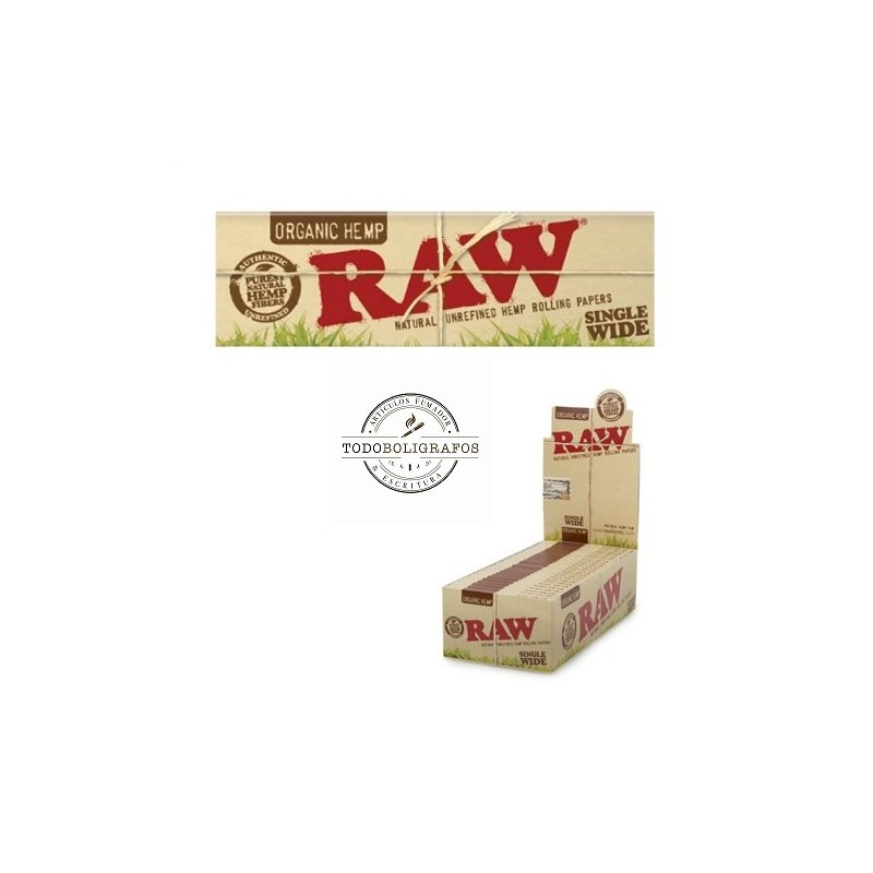 Papel Raw organico de cañamo single wide para liar natural .