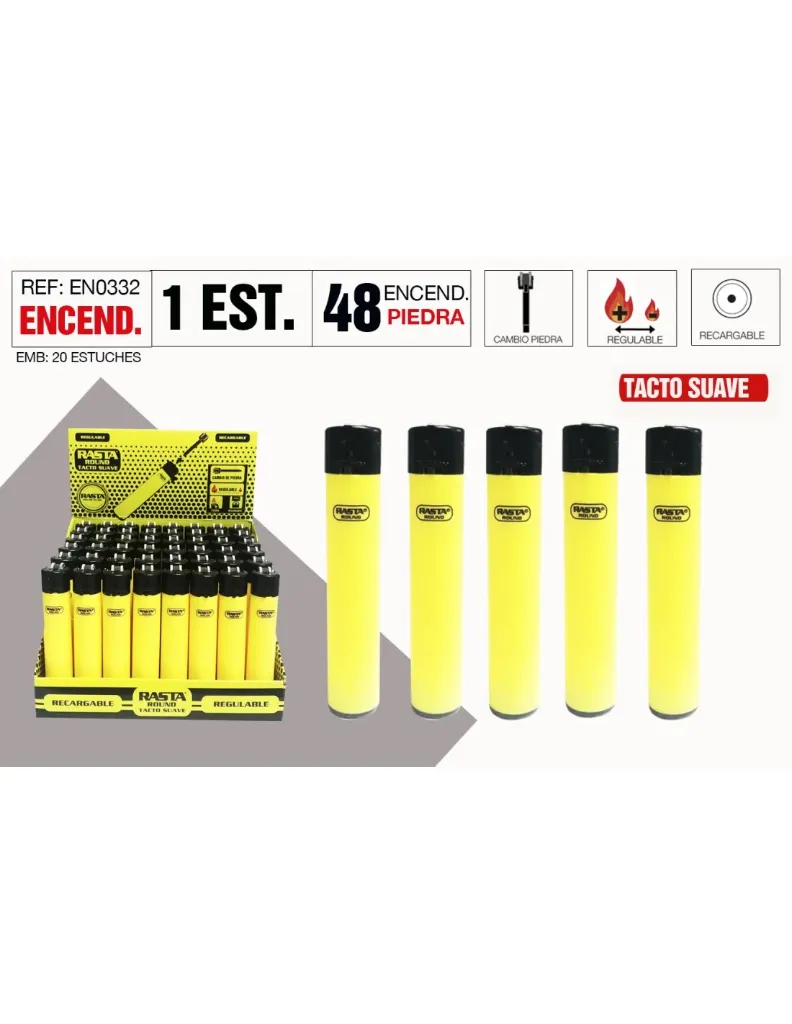 Encendedores  Mecheros Rasta Soft  amarillos caja completa