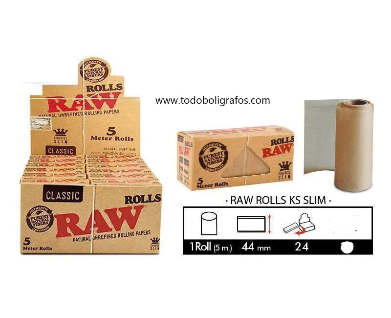 24  Rollos de papel Raw natural