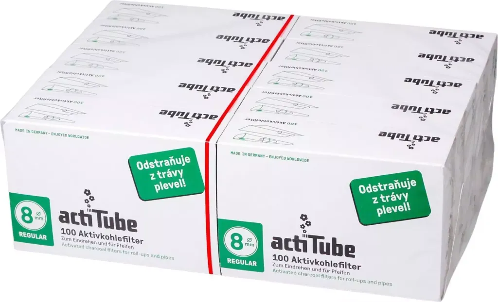 500 filtros Actitube Regular  8 mms. 5 cajas de 100 filtros de carbon activo cada una.