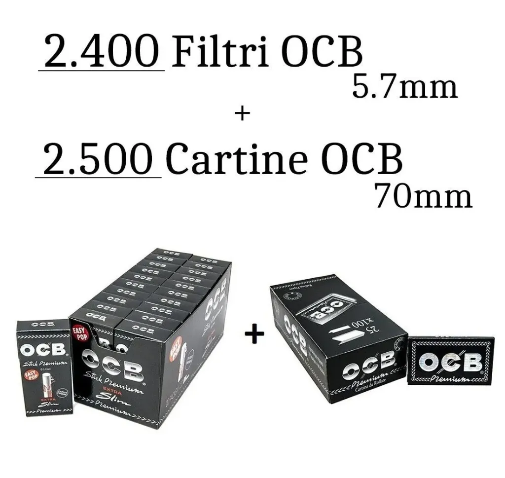 Lote de Papel de fumar Ocb nº 4 doble + filtros Ocb ultra slim 5, 7 mm.