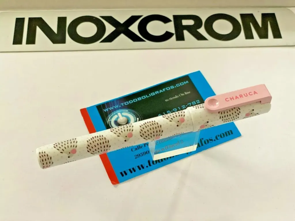 Pluma Estilografica Inoxcrom Charuca Puerco espin. Nueva en bolsa Organza.